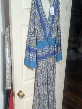 Paisley Print Maxi Dress in Blue by